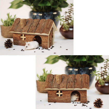Hamster Wooden Hideout House Natural Pet Rats Climbing Play Hut Hideaway Room for Dwarf Hamster, Mouse, Rat,Gerbil and Other Pet Small Animals（15*11*12cm） Kemu |Fashion Home Kitchen Beauty
