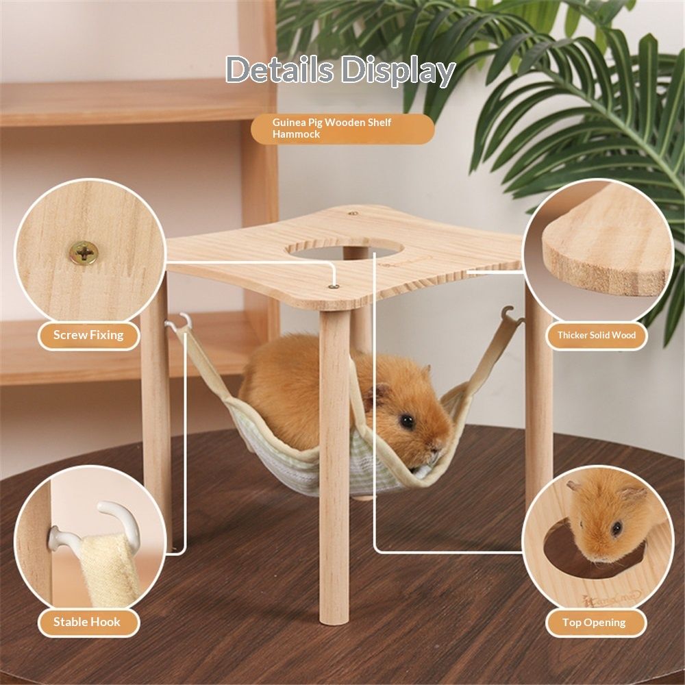 Guinea pig hammock with wooden support, small animal hammock, large platform for guinea pigs, rabbits, ferrets, hamsters to hide and sleep (light green) Kemu |Fashion Home Kitchen Beauty