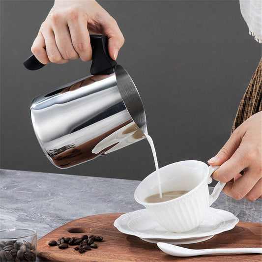 Milk Frothing Pitcher  Stainless Steel Espresso Steaming Pitcher 350ml, Espresso Machine Accessories, Milk Frother, Milk Coffee Cappuccino Latte Art（unmarked） Kemu |Fashion Home Kitchen Beauty