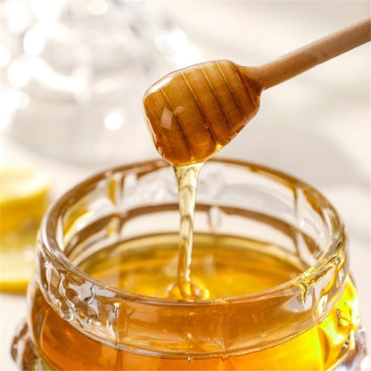 Elegant Glass   1 Wooden Dipper  Beehive Design | Perfect for Sugar, Marmalade & Jam | Durable & Stylish Multipurpose Pot with Lid（white） Kemu |Fashion Home Kitchen Beauty
