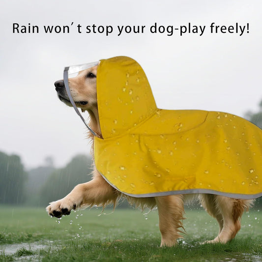Dog Raincoat, Adjustable Dog Rain Jacket Clear Hooded Double Layer, Waterproof Poncho with Reflective Strip Straps and Storage Pocket for Small Medium Large Puppies(M) Kemu |Fashion Home Kitchen Beauty