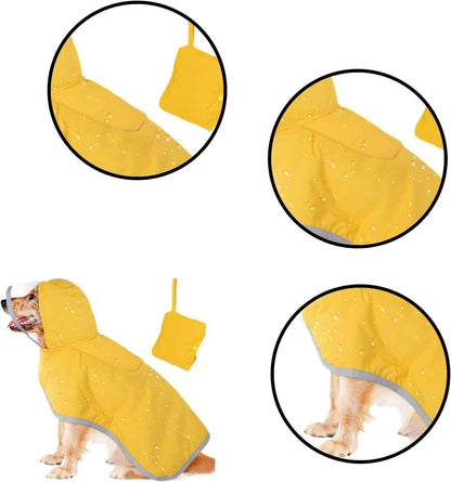 Dog Raincoat, Adjustable Dog Rain Jacket Clear Hooded Double Layer, Waterproof Poncho with Reflective Strip Straps and Storage Pocket for Small Medium Large Puppies(M) Kemu |Fashion Home Kitchen Beauty
