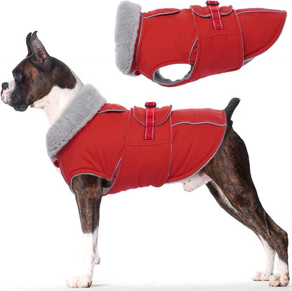 Warm Dog Coat Waterproof Dog Jacket Reflective Vest with Adjustable Buckle Hook & Loop, Windproof Winter Jacket Dogs Coats for Small Medium Large Dogs, Red,L Kemu |Fashion Home Kitchen Beauty