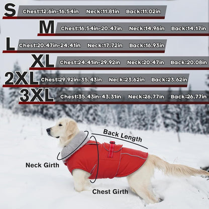 Warm Dog Coat Waterproof Dog Jacket Reflective Vest with Adjustable Buckle Hook & Loop, Windproof Winter Jacket Dogs Coats for Small Medium Large Dogs, Red,L Kemu |Fashion Home Kitchen Beauty