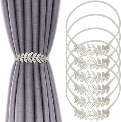 6Pack Curtain Tiebacks Spring Design Curtain Holdback Leaf Carving Design Curtain Ties for Drapes Curtain Ties Backs Curtain Modern Style Curtain Holdback Decor(Sliver Leaf) Kemu |Fashion Home Kitchen Beauty