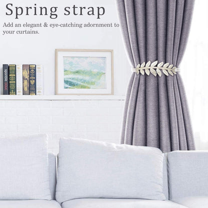 6Pack Curtain Tiebacks Spring Design Curtain Holdback Leaf Carving Design Curtain Ties for Drapes Curtain Ties Backs Curtain Modern Style Curtain Holdback Decor(Sliver Leaf) Kemu |Fashion Home Kitchen Beauty