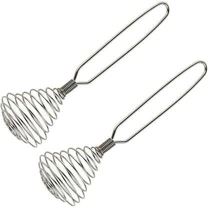 2pcs Mini French Spring Whisk, Silver Stainless Steel Spring Coil Whisk, Hand Eggbeater Egg Mixer Whisk Blender Stirring Beater