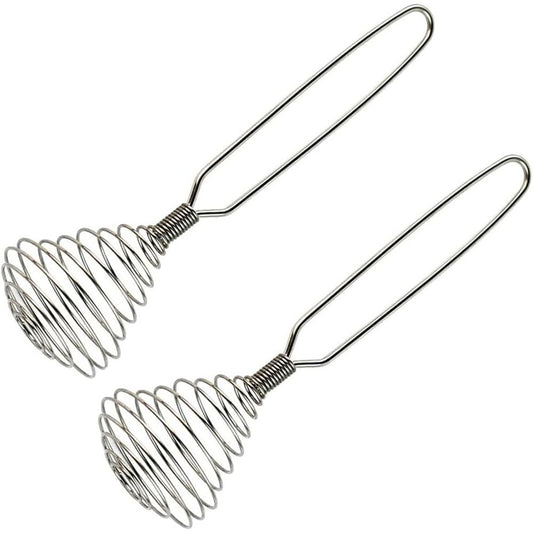 2pcs Mini French Spring Whisk, Silver Stainless Steel Spring Coil Whisk, Hand Eggbeater Egg Mixer Whisk Blender Stirring Beater Kemu |Fashion Home Kitchen Beauty