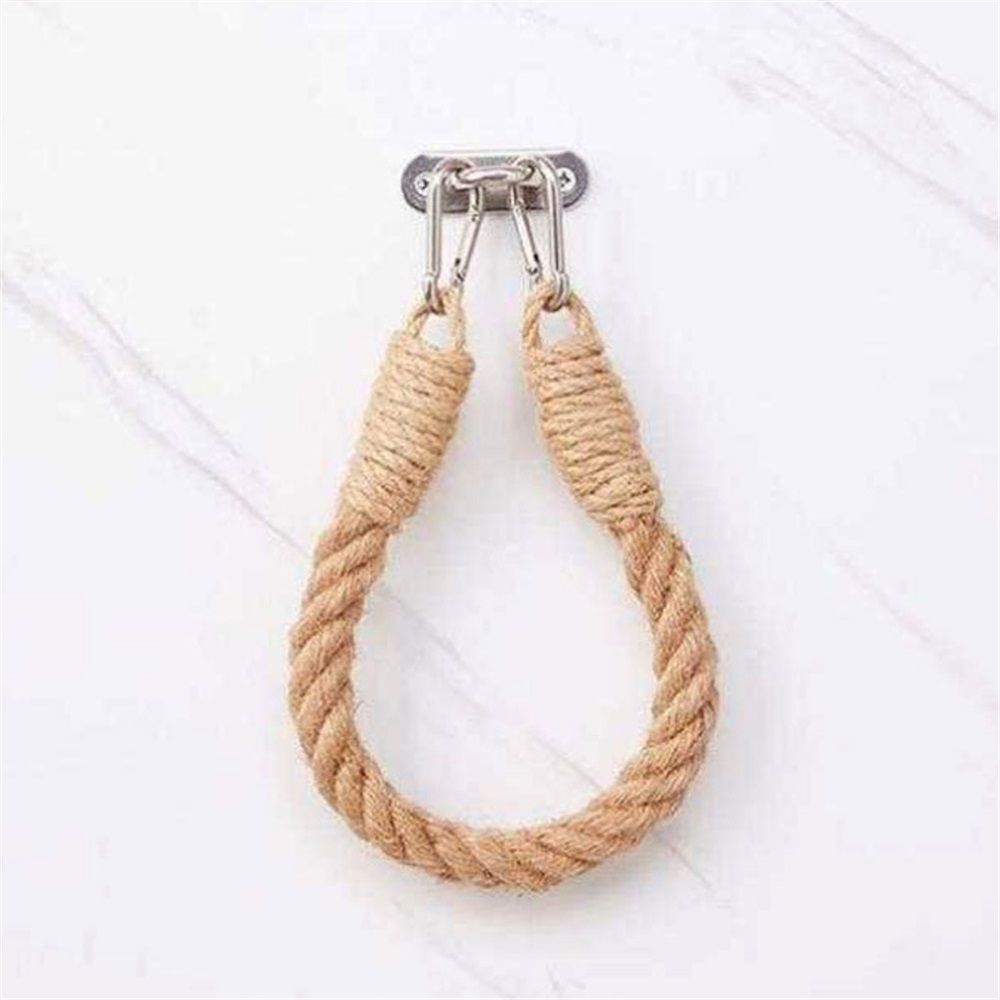 2pcs Rope towel ring, toilet paper holder self-adhesive hook retro home decoration curtain tie rope holder bathroom decoration Bohemian farmhouse (khaki) Kemu |Fashion Home Kitchen Beauty