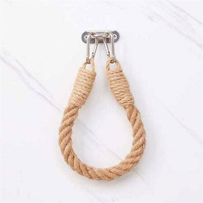 2pcs Rope towel ring, toilet paper holder self-adhesive hook retro home decoration curtain tie rope holder bathroom decoration Bohemian farmhouse (khaki) Kemu |Fashion Home Kitchen Beauty
