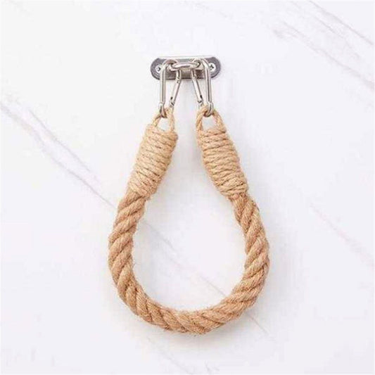 2pcs Rope towel ring, toilet paper holder self-adhesive hook retro home decoration curtain tie rope holder bathroom decoration Bohemian farmhouse (khaki) Kemu |Fashion Home Kitchen Beauty