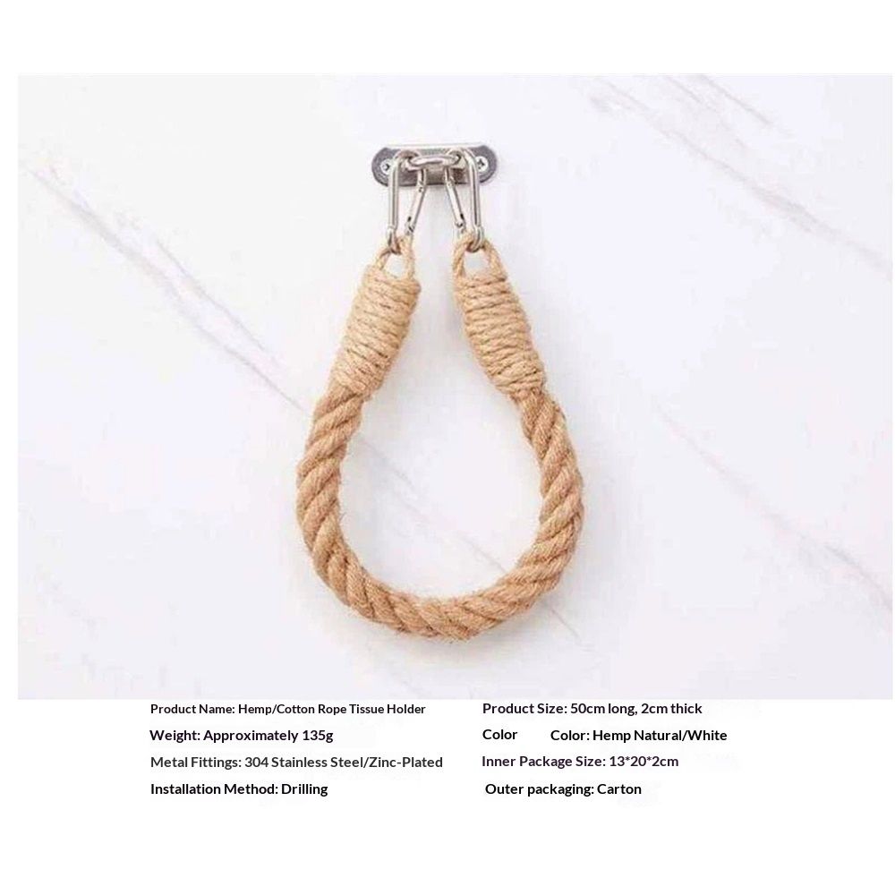 2pcs Rope towel ring, toilet paper holder self-adhesive hook retro home decoration curtain tie rope holder bathroom decoration Bohemian farmhouse (khaki) Kemu |Fashion Home Kitchen Beauty