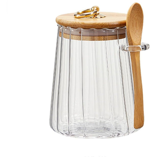 Sugar Bowls Sugar Container Glass Coffee Canister Airtight Storage Jar with Lid and Spoon Candy Jar Coffee Bar Accessories Storage Beans Powder (Conical) Kemu |Fashion Home Kitchen Beauty