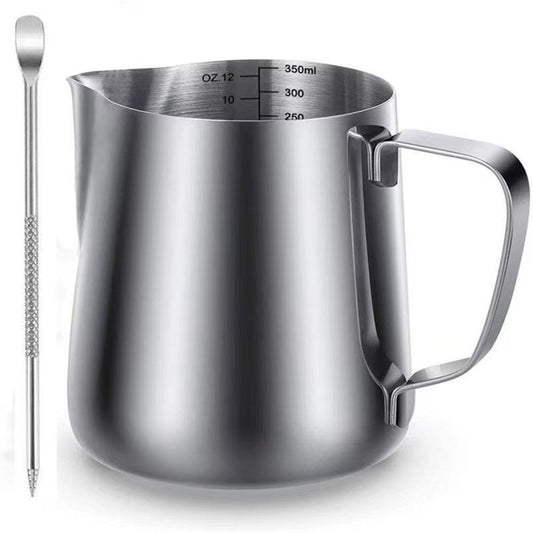 304 Stainless Steel Milk Frothing Pitcher 350ml+Pull flower needle, Espresso Steaming Pitcher with Decorating Pen for Espresso Machines, Cappuccino Kemu |Fashion Home Kitchen Beauty