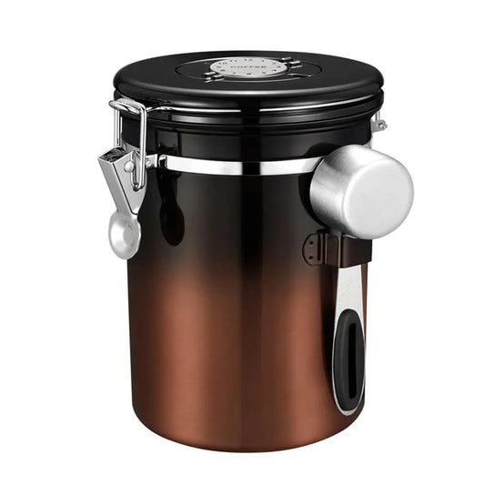 Coffee Canister for ground coffee with Date Tracker, 304 Stainless Steel Kitchen Food Airtight storage container for Coffee Beans or Grounds, Tea, Sugar(1.8L -Gradient) Kemu |Fashion Home Kitchen Beauty