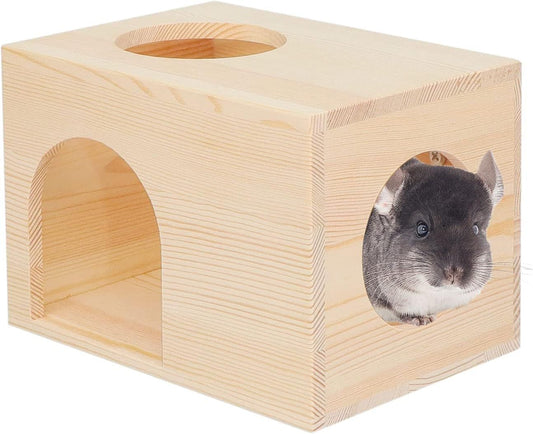 Pet Totoro Cabin - Natural Wooden Small Animal Hiding Place for Totoro Squirrels Square Evacuation House Kemu |Fashion Home Kitchen Beauty