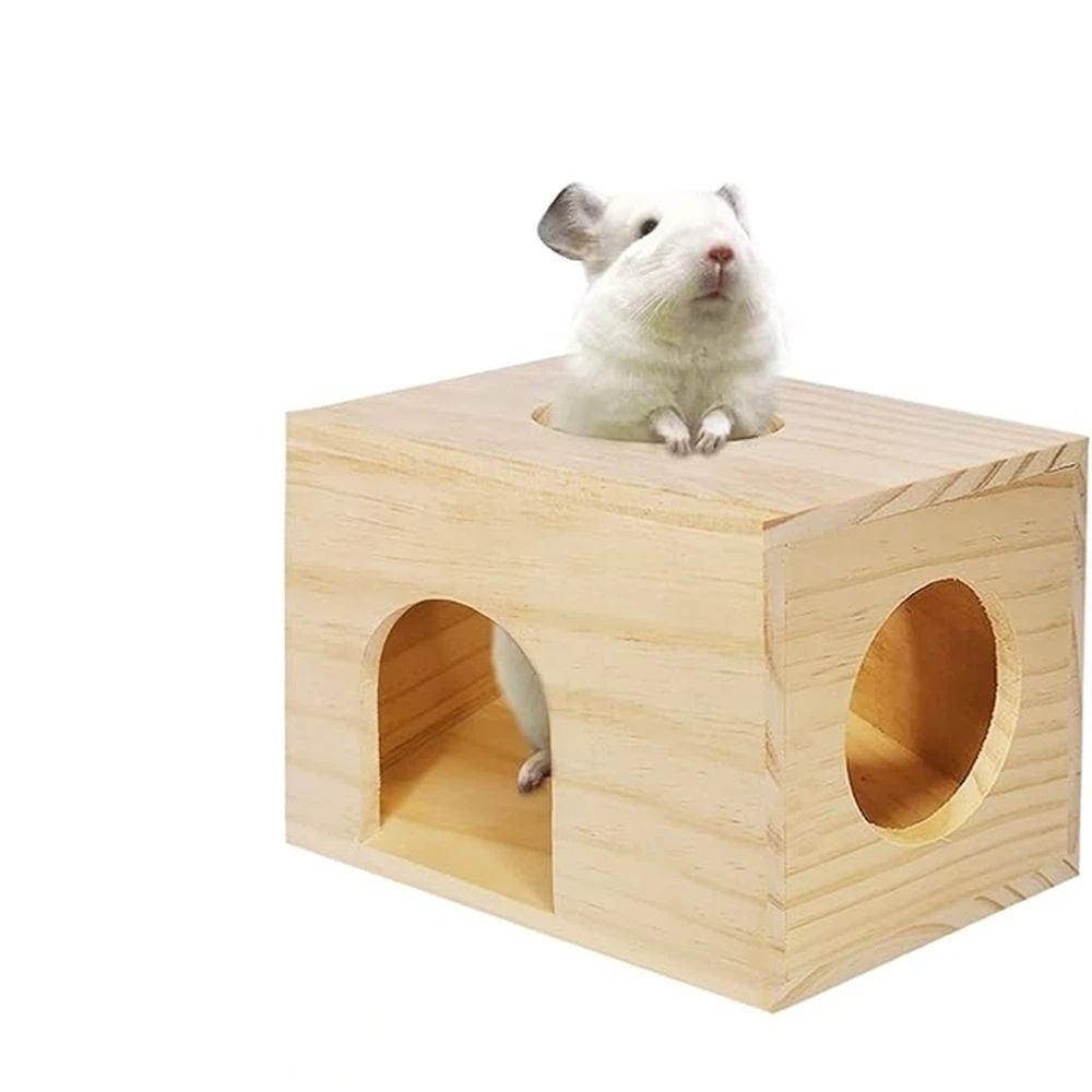 Pet Totoro Cabin - Natural Wooden Small Animal Hiding Place for Totoro Squirrels Square Evacuation House Kemu |Fashion Home Kitchen Beauty