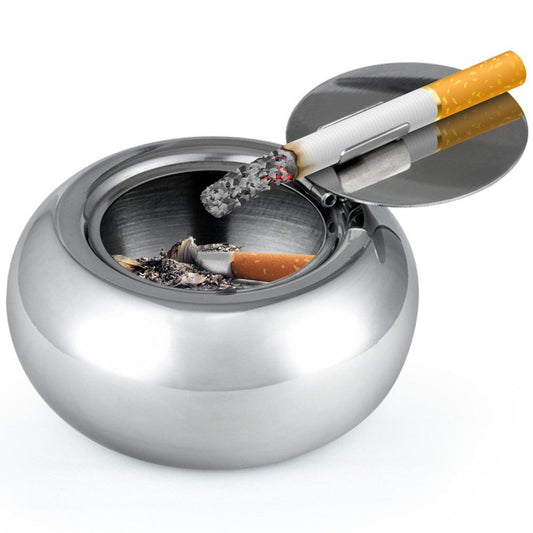 Stainless Steel Cigarette Ashtray with Lid, maxin Smokeless Ashtray Indoor Desktop Smoking Ash Tray for Home office Decoration- Gold Small Size Kemu |Fashion Home Kitchen Beauty
