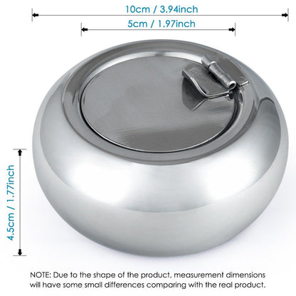 Stainless Steel Cigarette Ashtray with Lid, maxin Smokeless Ashtray Indoor Desktop Smoking Ash Tray for Home office Decoration- Gold Small Size