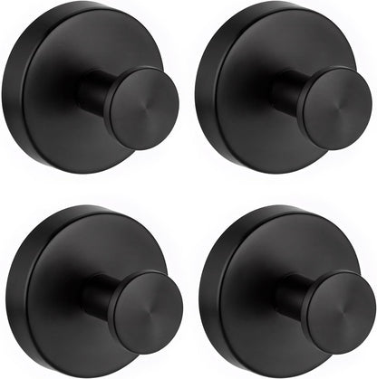 Suction Cup Hooks for Shower, Removable Towel Hooks for Bathrooms Wall, Glass, Window No Drill Shower Suction Hooks for Hanging, Robe, Loofah, Wreath 4 Pcs Black