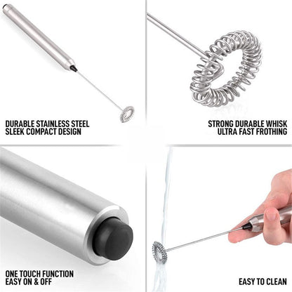 Milk Frother Handheld Electric Milk Foamer Portable Mini Mixer Machine Stainless Steel Touch Handheld Espresso Mixer Battery Operated Frother Coffee Stirrer Maker for Hot Chocolate Coffee Kemu |Fashion Home Kitchen Beauty