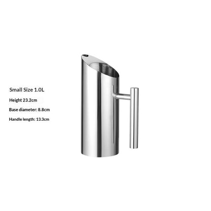 Stainless Steel Water Pitcher for Home and Bar Polished Metal Beverage Container for Cold Drinks Juice Tea and Cocktail Mixing Fridge Pitcher  1.0L