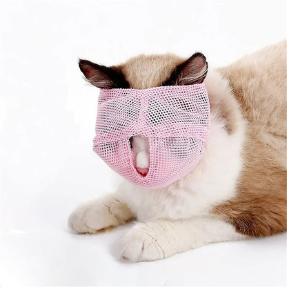 Cat Muzzle Breathable Mesh Pet Muzzle Grooming Prevent Kitty Mask Anti Biting and Chewing Anti-Meow (Pink+Blue) Kemu |Fashion Home Kitchen Beauty
