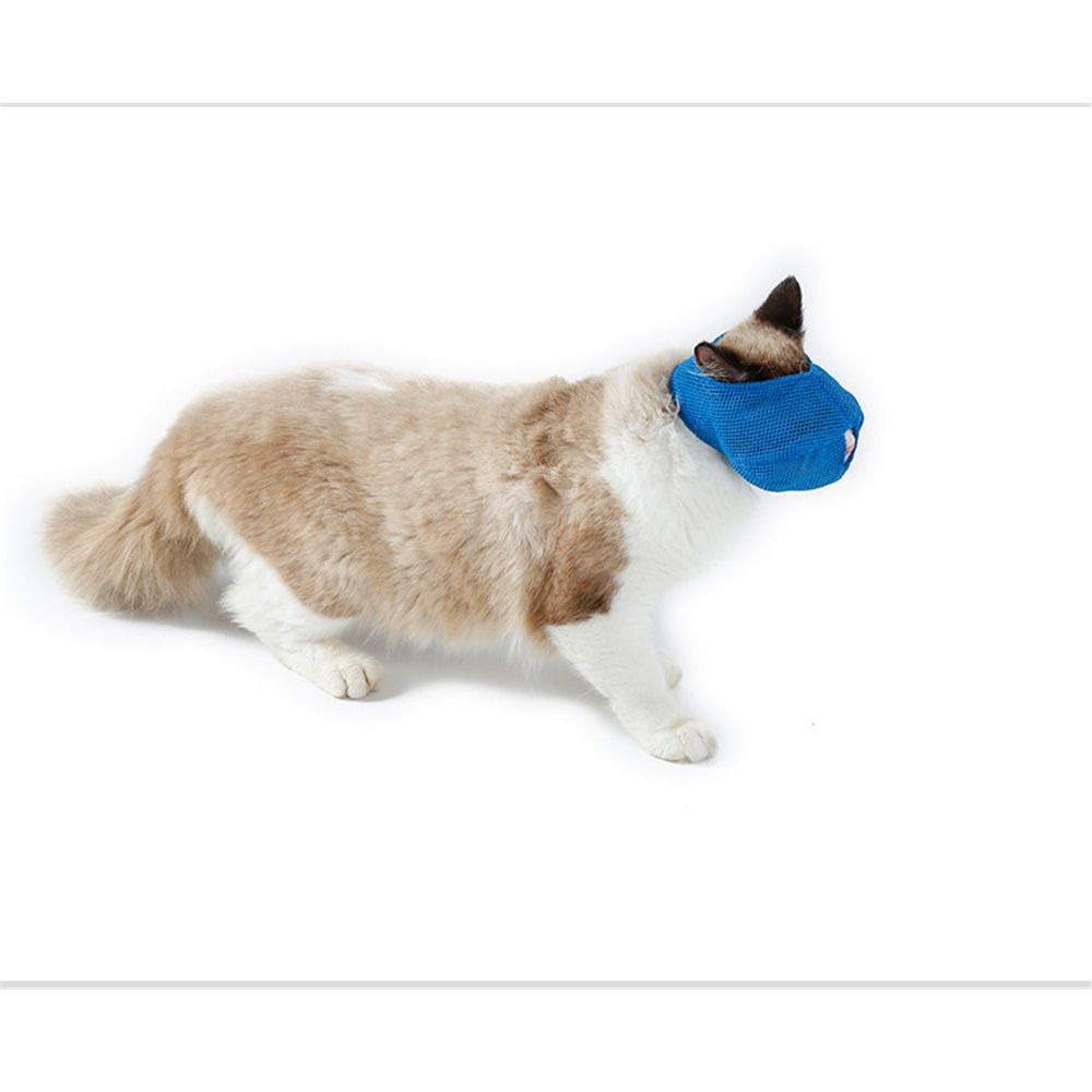 Cat Muzzle Breathable Mesh Pet Muzzle Grooming Prevent Kitty Mask Anti Biting and Chewing Anti-Meow (Pink+Blue) Kemu |Fashion Home Kitchen Beauty