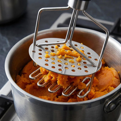 Stainless Steel Potato Masher, Double-Layer Design for Easy Mashing, Perfect for Potatoes, Avocado & Ground Beef, Durable Meat Smasher & Hamburger Tool（TPR handle） Kemu |Fashion Home Kitchen Beauty
