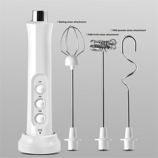 Handheld Rechargeable, Drink Mixer Electric Whisk for Coffee, Detachable With 3 Stainless Whisks, Hand Mixer for Lattes, Cappuccino, Matcha, Egg, （ White） Kemu |Fashion Home Kitchen Beauty