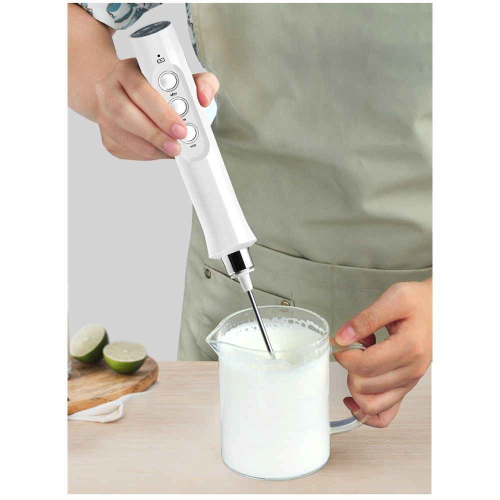 Handheld Rechargeable, Drink Mixer Electric Whisk for Coffee, Detachable With 3 Stainless Whisks, Hand Mixer for Lattes, Cappuccino, Matcha, Egg, （ White） Kemu |Fashion Home Kitchen Beauty