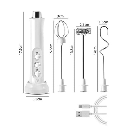 Handheld Rechargeable, Drink Mixer Electric Whisk for Coffee, Detachable With 3 Stainless Whisks, Hand Mixer for Lattes, Cappuccino, Matcha, Egg, （ White） Kemu |Fashion Home Kitchen Beauty