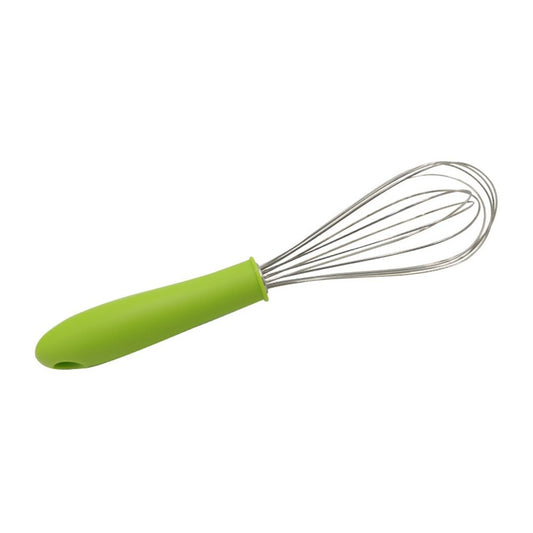 Stainless steel manual egg beater with silicone handle, egg white and cream whisk, household and commercial baking tools, mixer（Green P-handle egg beater 10 inches） Kemu |Fashion Home Kitchen Beauty