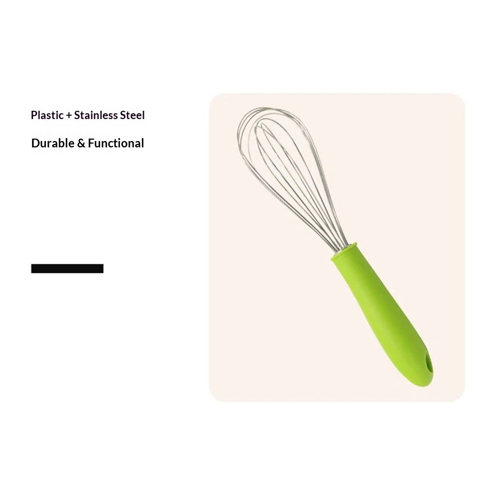 Stainless steel manual egg beater with silicone handle, egg white and cream whisk, household and commercial baking tools, mixer（Green P-handle egg beater 10 inches） Kemu |Fashion Home Kitchen Beauty