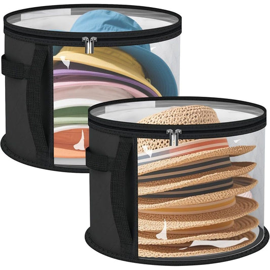 2PCS Extra Large Clear Hat Organizer for Travel and Wardrobe, Holds up to 7 Hats, Round Hat Box Storage for Women & Men,Large Capacity Cowboy Hat Organizer(Black) Kemu |Fashion Home Kitchen Beauty