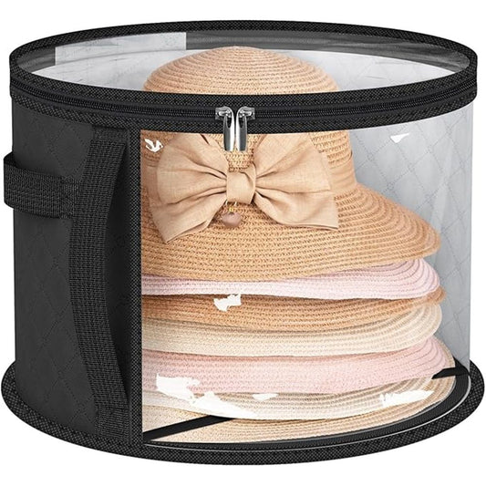 2PCS Extra Large Clear Hat Organizer for Travel and Wardrobe, Holds up to 7 Hats, Round Hat Box Storage for Women & Men,Large Capacity Cowboy Hat Organizer(Black) Kemu |Fashion Home Kitchen Beauty