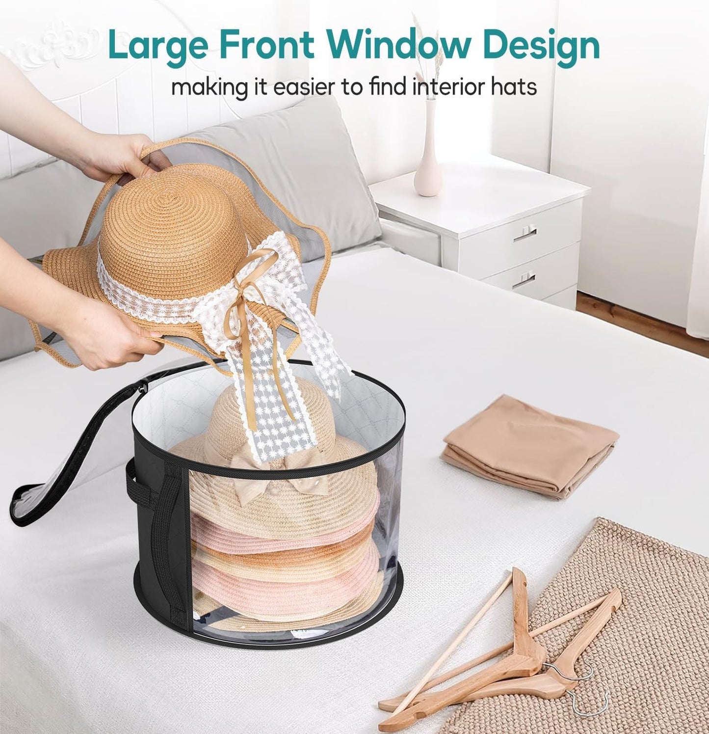 2PCS Extra Large Clear Hat Organizer for Travel and Wardrobe, Holds up to 7 Hats, Round Hat Box Storage for Women & Men,Large Capacity Cowboy Hat Organizer(Black) Kemu |Fashion Home Kitchen Beauty