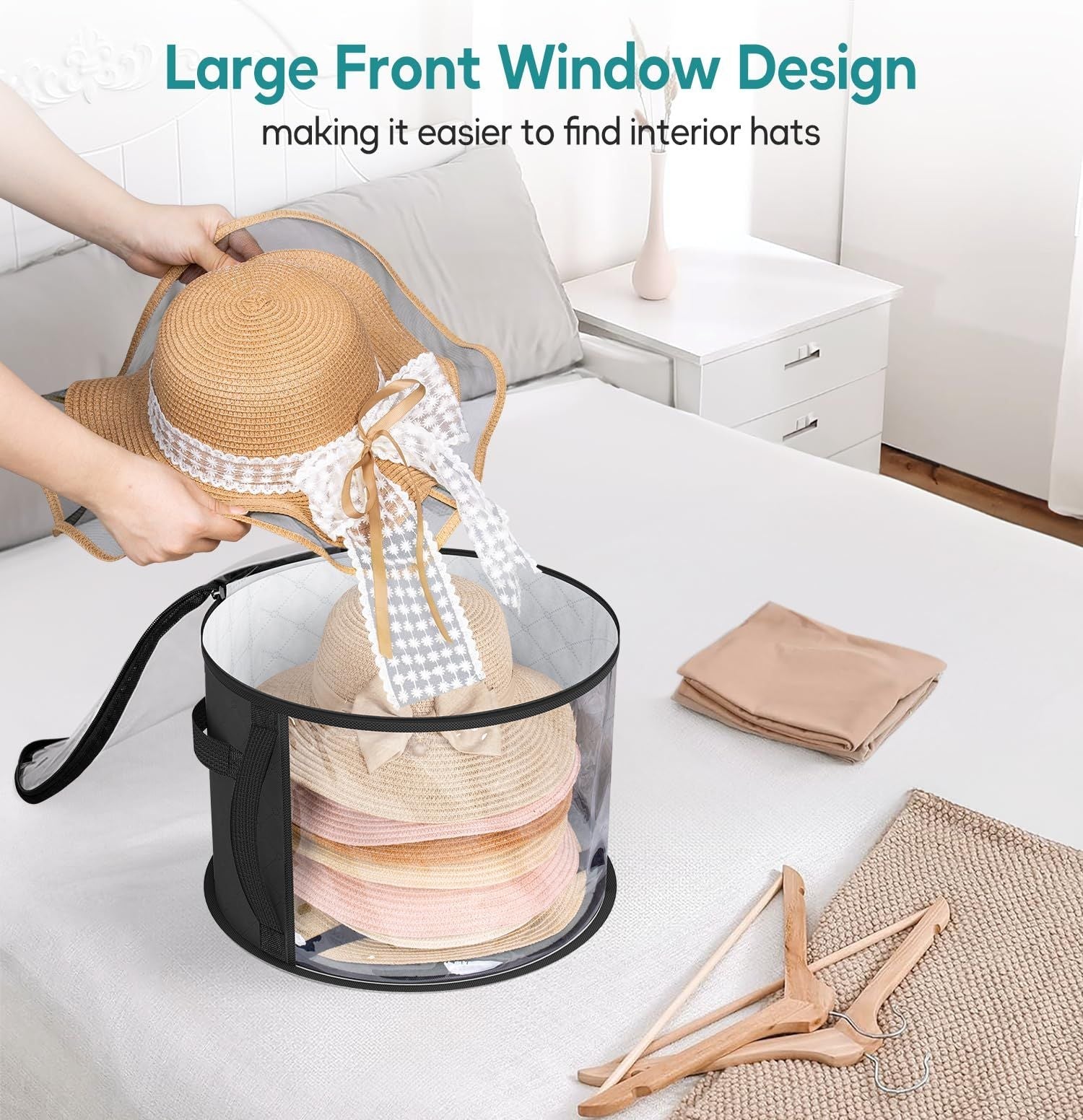 2PCS Extra Large Clear Hat Organizer for Travel and Wardrobe, Holds up to 7 Hats, Round Hat Box Storage for Women & Men,Large Capacity Cowboy Hat Organizer(Black) Kemu |Fashion Home Kitchen Beauty