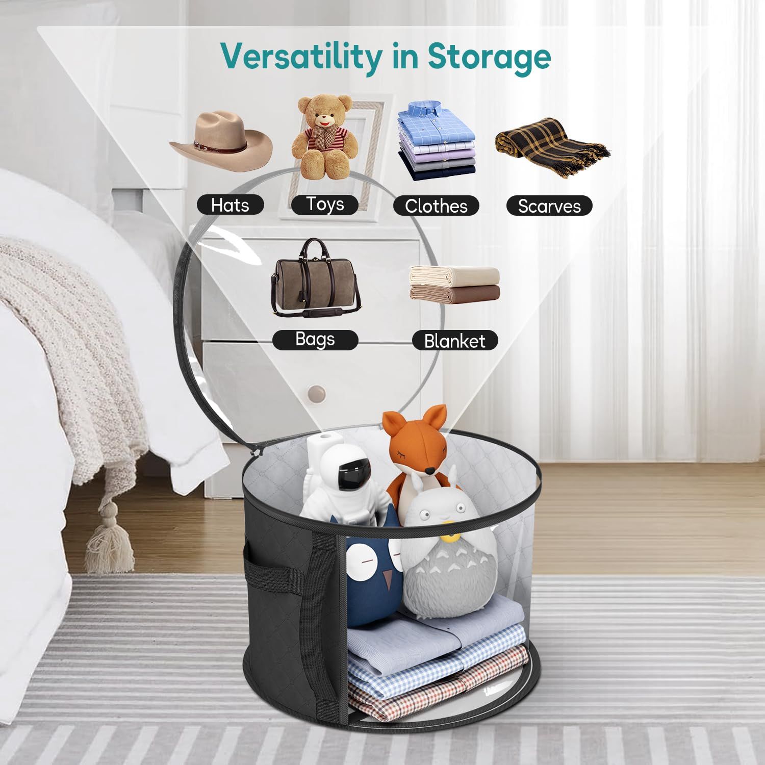 2PCS Extra Large Clear Hat Organizer for Travel and Wardrobe, Holds up to 7 Hats, Round Hat Box Storage for Women & Men,Large Capacity Cowboy Hat Organizer(Black) Kemu |Fashion Home Kitchen Beauty