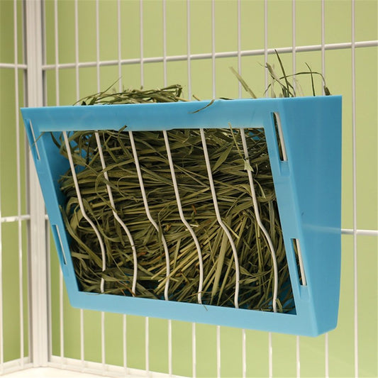 Rabbit Hay Feeder Rack Food Feeding Manger Bunny Grass Holder Small Animals Less Wasted Food Dispenser for Rabbits Guinea Pig Chinchilla Hamster (Blue) Kemu |Fashion Home Kitchen Beauty
