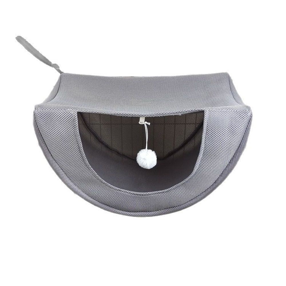 Cat cage hammock with ball, adjustable soft pet bed set for hanging, suitable for cats, ferrets, puppies, rabbits or small pets, indoor pets, suitable for all seasons（grey S） Kemu |Fashion Home Kitchen Beauty
