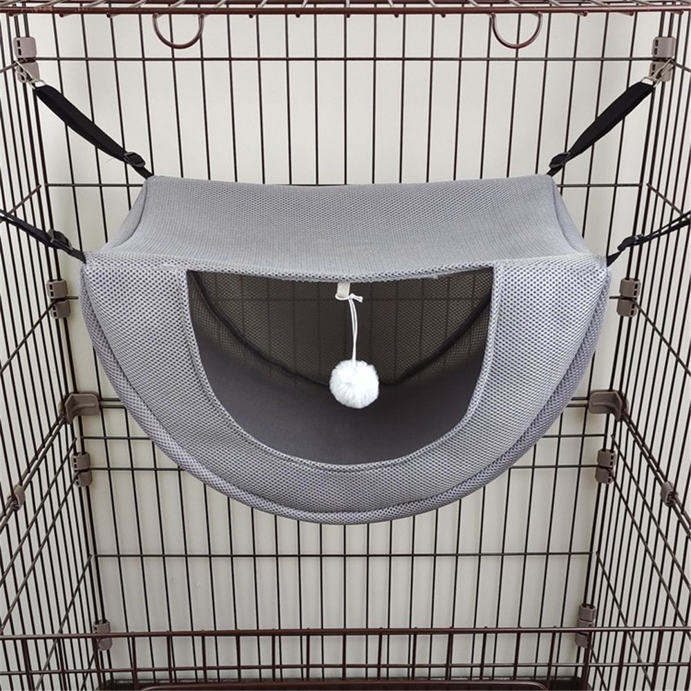 Cat cage hammock with ball, adjustable soft pet bed set for hanging, suitable for cats, ferrets, puppies, rabbits or small pets, indoor pets, suitable for all seasons（grey S） Kemu |Fashion Home Kitchen Beauty