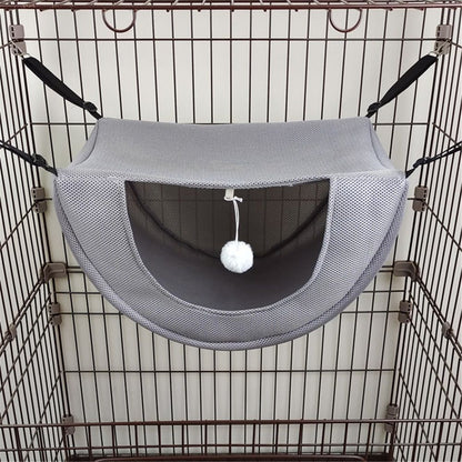Cat cage hammock with ball, adjustable soft pet bed set for hanging, suitable for cats, ferrets, puppies, rabbits or small pets, indoor pets, suitable for all seasons（grey S） Kemu |Fashion Home Kitchen Beauty