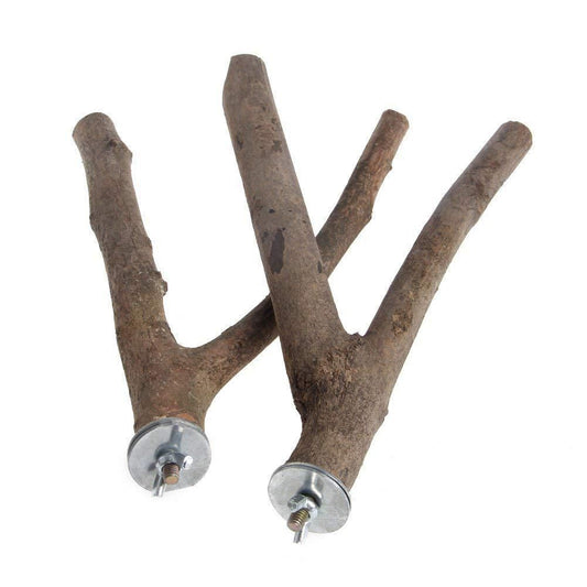 2 pieces of parrot habitat natural bird bracket grinding claws climbing wooden cage accessories and toys, suitable for long tailed parrots, love birds, parrots, parrots, and finches (15cm) Kemu |Fashion Home Kitchen Beauty