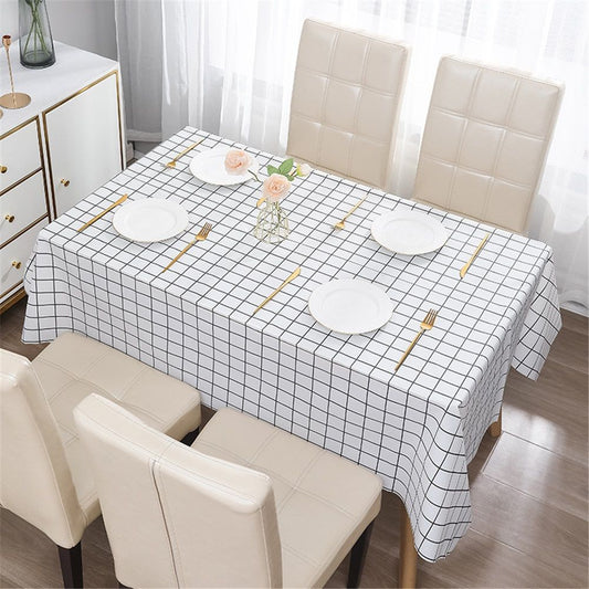 Rectangular checkered tablecloth PEVA for kitchen dining, picnic and camping, wrinkle free and washable tablecloth, black+white, 137*90cm Kemu |Fashion Home Kitchen Beauty