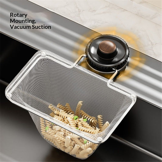 Kitchen Sink Strainer with Filter Mesh Bag, Suction Cup Food Waste Filter Basket, Foldable Washing Vegetables and Fruits Drying Bag Holder (Black Sink Strainer2pcs +100pcs Mesh Bag) Kemu |Fashion Home Kitchen Beauty