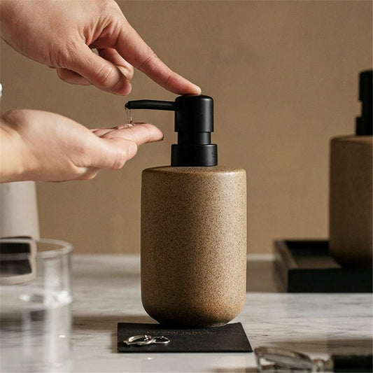 Liquid Soap Dispenser with Easy-to-Press Pump, 11.6 oz Refillable Hand Soap Dispenser with Extended Spout for Bathroom Kitchen Dish Lotion Kemu |Fashion Home Kitchen Beauty