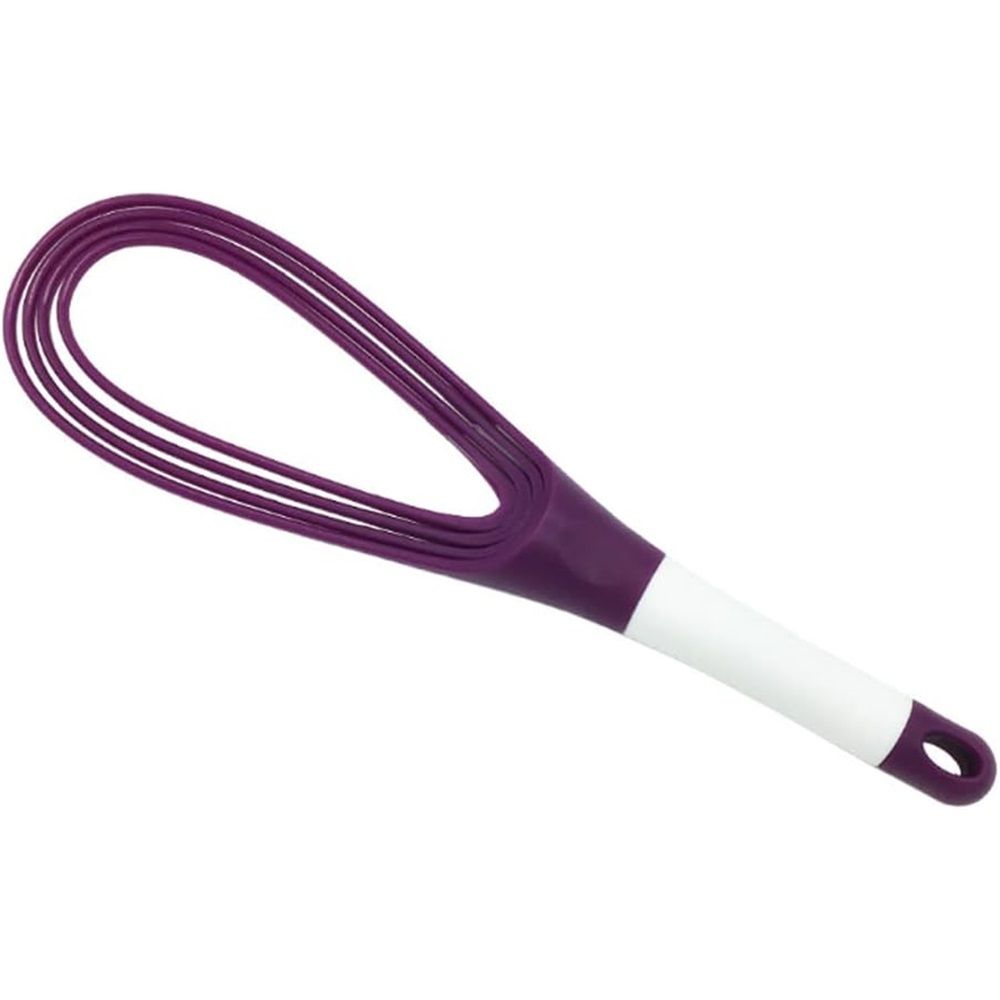 2pcs Kitchen Twist Whisk, 29CM Plastic Flat Balloon Whisk Thick Wire Egg Frother Beater Non Stick Cookware For Cooking Blending Whisking Stirring, Purple+Red