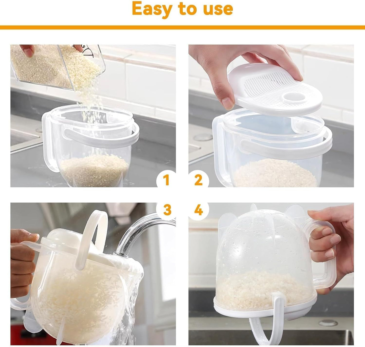Hands free rice washing device Quick Rice Washer-Food Cleaning Machine - Washes Rice, Grains, Beans, Fruit Vegetables