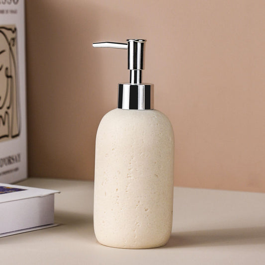 Hand Soap Dispenser with Stainless Steel Pump, for Bathroom and Kitchen, Luxury Farmhouse, Boho & Zen Style, Sandstone Finish, Rust Proof, Beige yellow Kemu |Fashion Home Kitchen Beauty